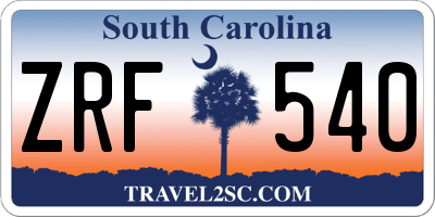 SC license plate ZRF540