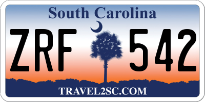 SC license plate ZRF542
