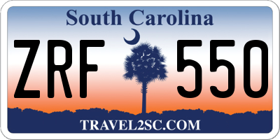 SC license plate ZRF550