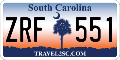 SC license plate ZRF551