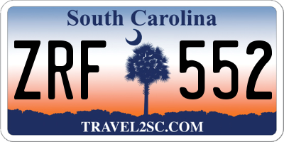SC license plate ZRF552