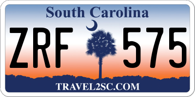 SC license plate ZRF575