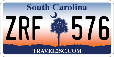 SC license plate ZRF576