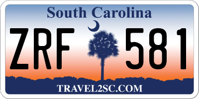 SC license plate ZRF581