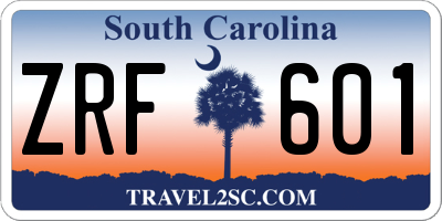 SC license plate ZRF601