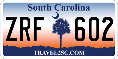 SC license plate ZRF602
