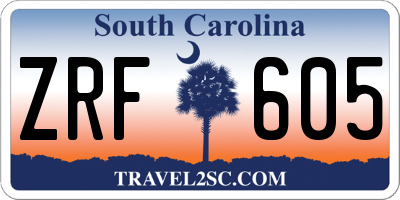 SC license plate ZRF605