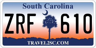 SC license plate ZRF610