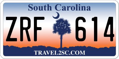 SC license plate ZRF614