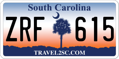 SC license plate ZRF615
