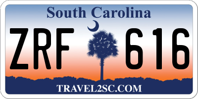 SC license plate ZRF616