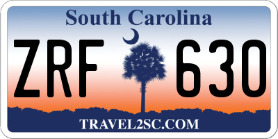 SC license plate ZRF630
