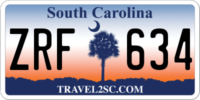 SC license plate ZRF634