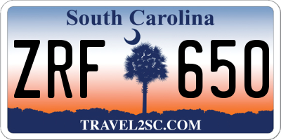SC license plate ZRF650