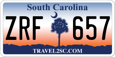SC license plate ZRF657