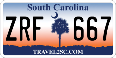 SC license plate ZRF667