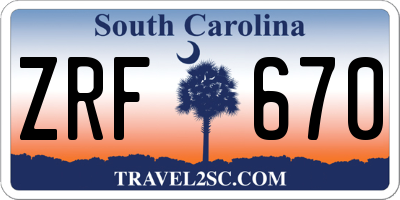 SC license plate ZRF670