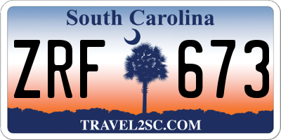 SC license plate ZRF673