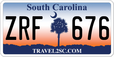SC license plate ZRF676