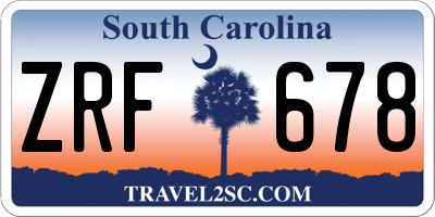 SC license plate ZRF678