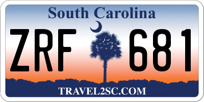 SC license plate ZRF681