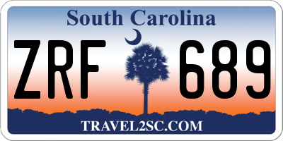 SC license plate ZRF689
