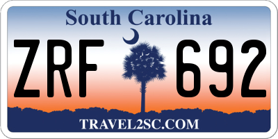 SC license plate ZRF692