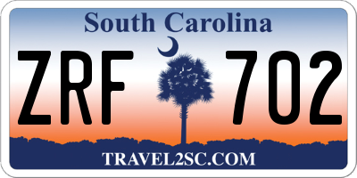 SC license plate ZRF702