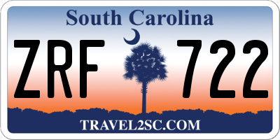 SC license plate ZRF722