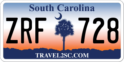 SC license plate ZRF728