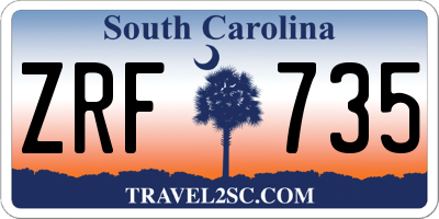 SC license plate ZRF735