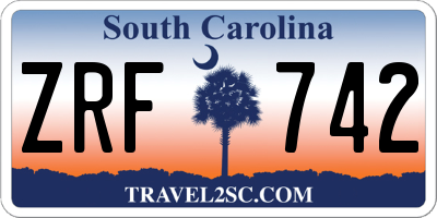 SC license plate ZRF742