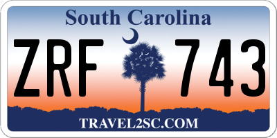SC license plate ZRF743
