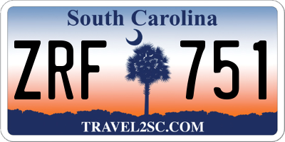 SC license plate ZRF751