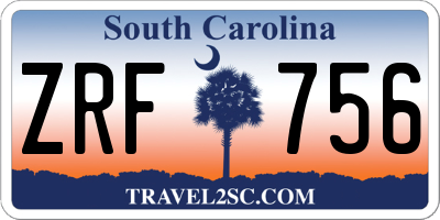 SC license plate ZRF756