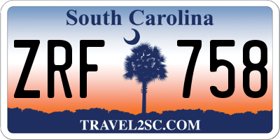 SC license plate ZRF758