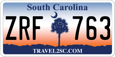 SC license plate ZRF763