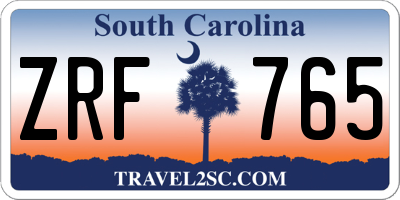 SC license plate ZRF765