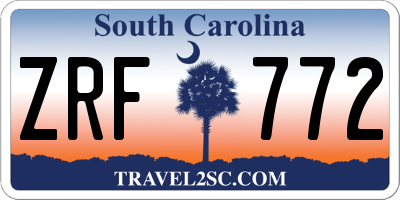 SC license plate ZRF772