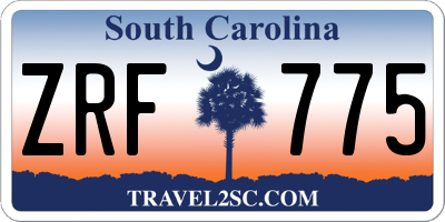 SC license plate ZRF775