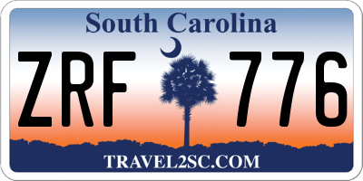 SC license plate ZRF776