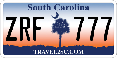 SC license plate ZRF777