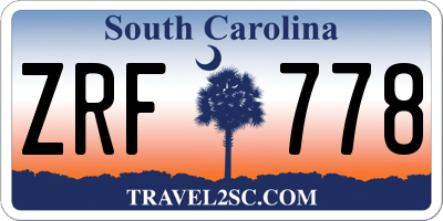 SC license plate ZRF778