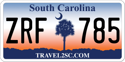SC license plate ZRF785