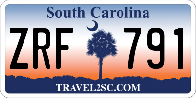 SC license plate ZRF791