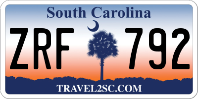 SC license plate ZRF792