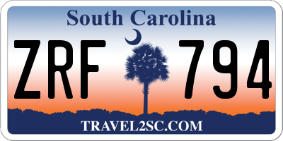 SC license plate ZRF794