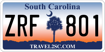 SC license plate ZRF801