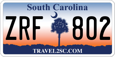 SC license plate ZRF802