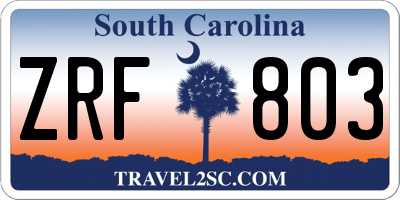SC license plate ZRF803